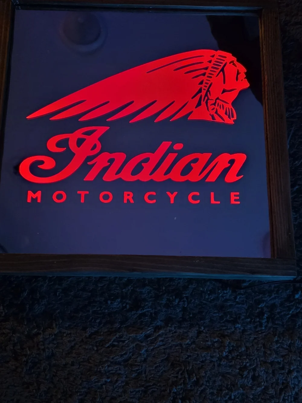 Indian Motorcycle LED Sign - Blue Logo